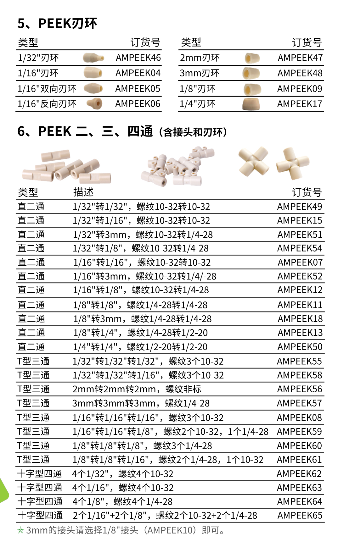 Standard Mu custom fit PEEK two-way reducer connector T-way four-way connector Liquid chromatograph accessories PEEK straight two-way two-way 132 to 182