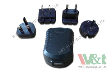 Variable Blackberry / Phone Multi Plug Ac Adapter With Usb , International Travel Adaptor