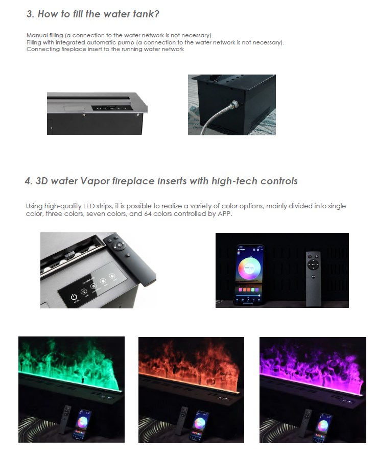 3D water vapor fireplace smart auto atomizing fireplace