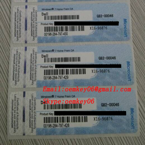 Windows 7 Professional 32/64 Bit Oem Key License Dell Sticker