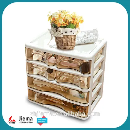 JIEMA Clear 4-Drawer Desktop Unit Storage makeup Organizer
