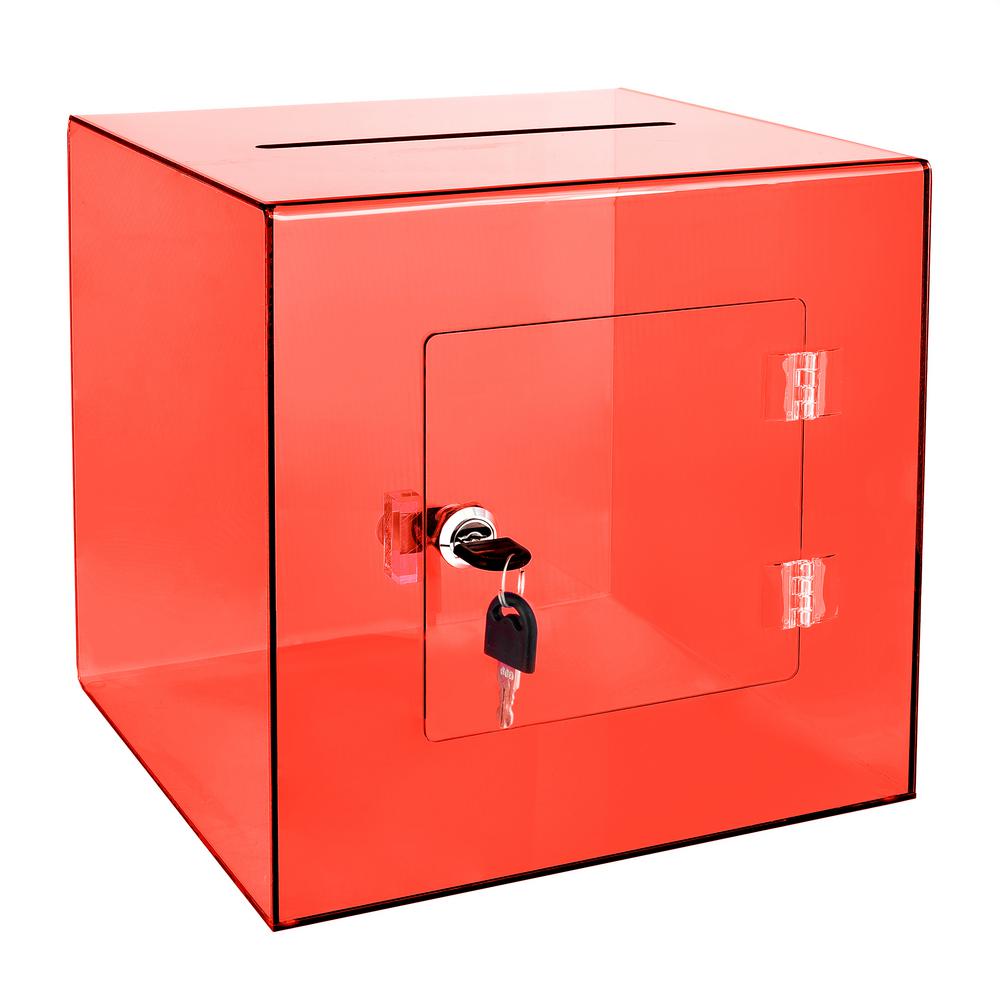 Acrylic Suggestion Box With Lock Red