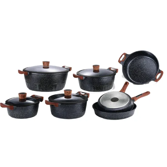 Non-Stick Cookware Sets with 3D Design Soup Pot and Induction Bottom