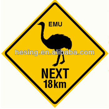 Australia emu ahead road traffic warning sign