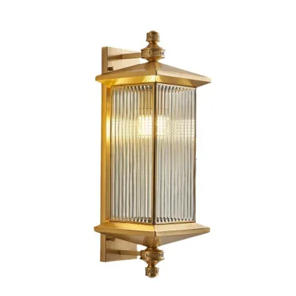 Copper Chinese Style Waterproof Wall Lights for Courtyard and Villa Exterior Lighting