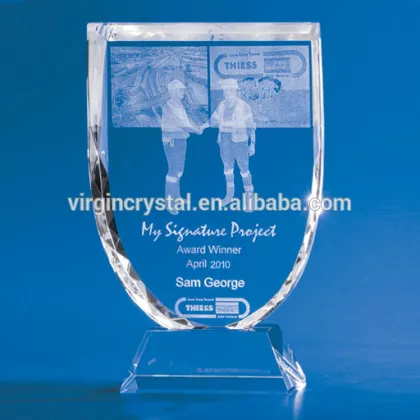 Crystal shield awards with base