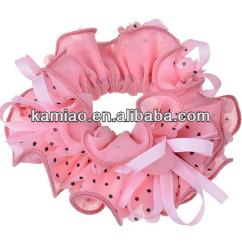 2014 fashion polka dot durable elastic hair bands with flowers