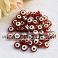 Beautiful And Decorative Jewelry Multi-Colored Stripes Resin Eye Beads Flat Round Beads