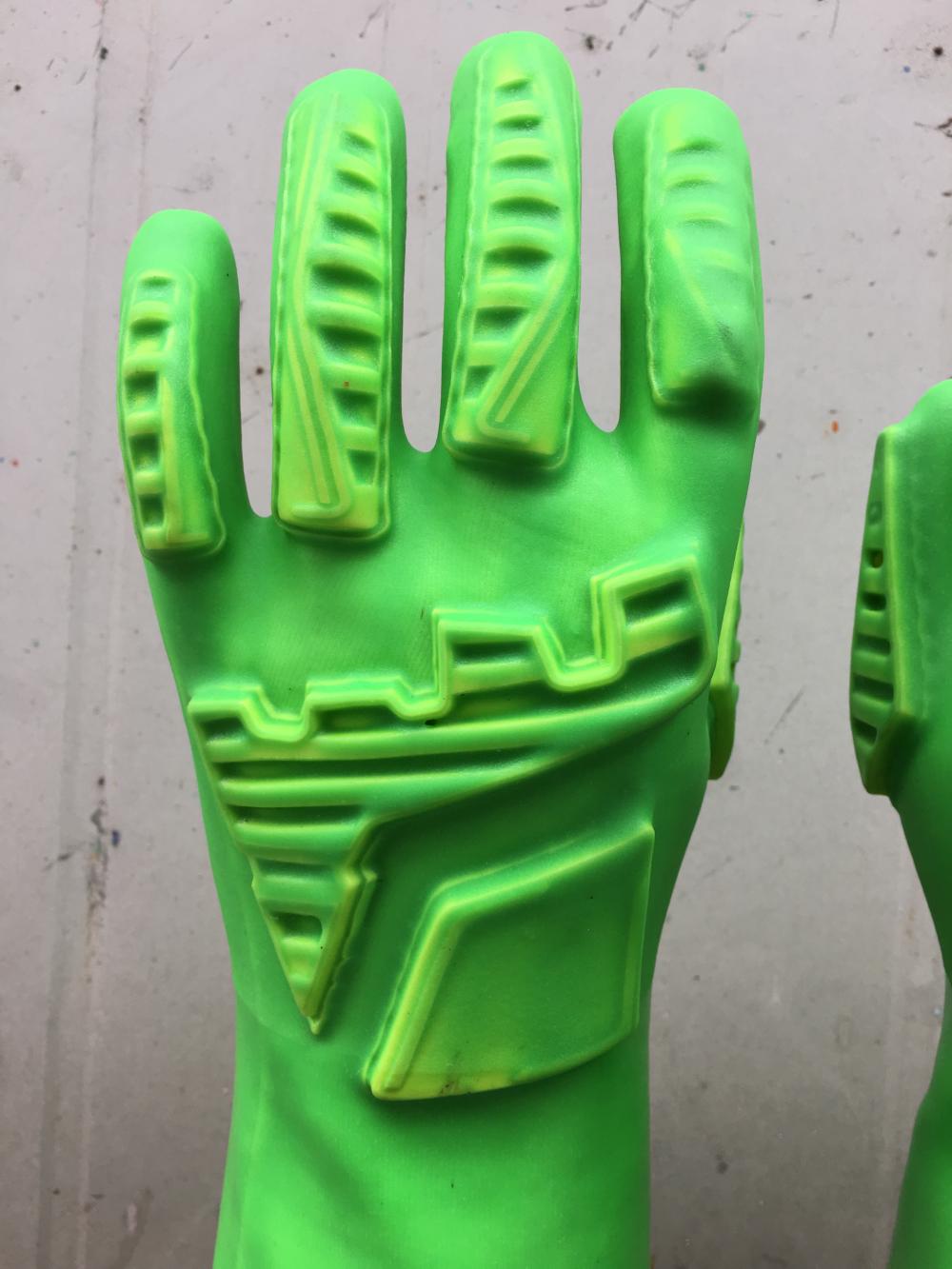 Guanti anti-impatto in PVC verde fluorescente