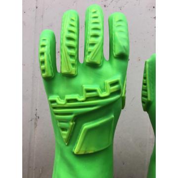 Guantes anti-impacto de PVC verde fluorescente