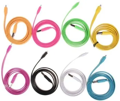 Micro Usb Cell Phone Data Cables For Htc , Flat Mobile Phone Data Cable In Green