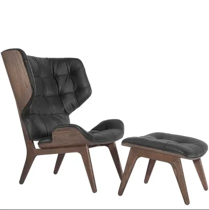 Mammoth Reclining High Back Upholstered Chaise Lounge with Ottoman