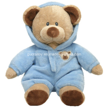 Soft Plush Teddy Bear with Blue Coat (GT-09757)