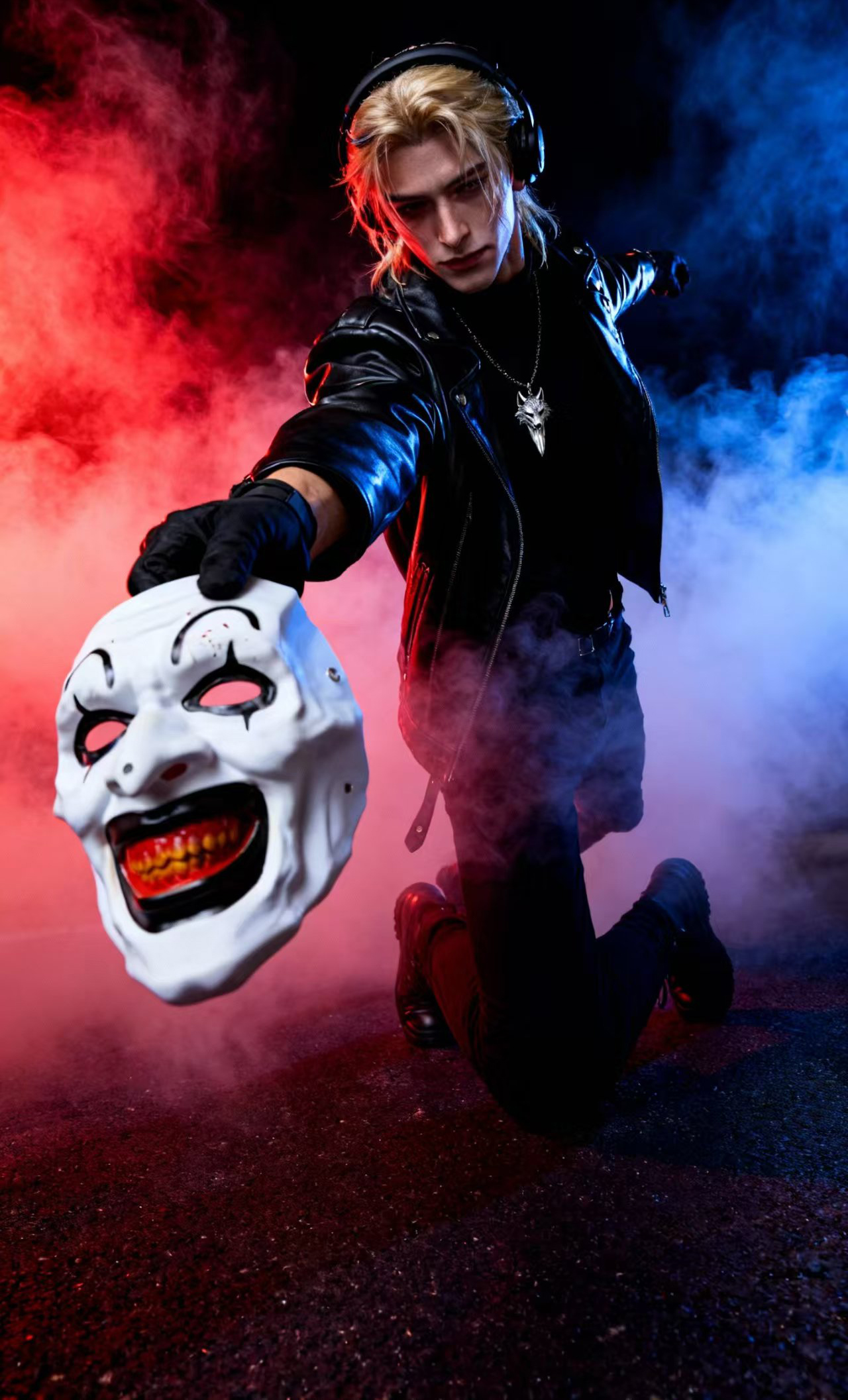 Grinning Horror Clown Costume Mask