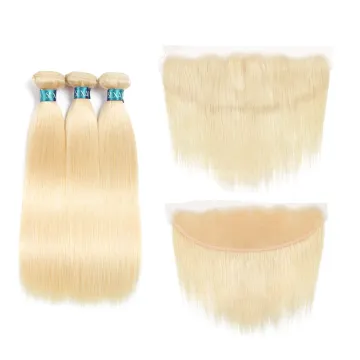 Wholesale 12A Russian Human Virgin Straight Hair Blonde HD Lace Frontal 613# Color 13x4 Transparent Swiss Lace Frontal Vendors