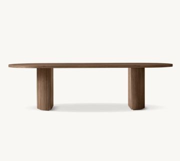 Customizable Modern Handmade Classical American Solid Oak Wood Byron Oval Dining Table