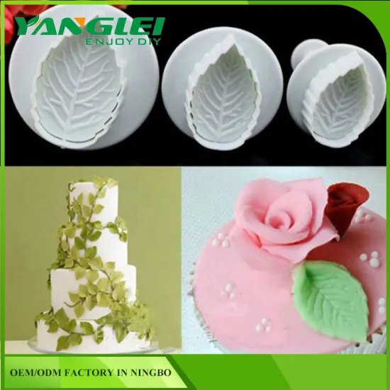 3pcs set fondant making machine Leaf shaped plunger cutter