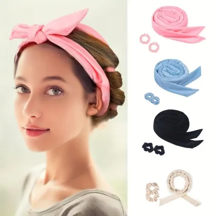 Upgraded 60" Extra Long Heatless Curling Rod Headband