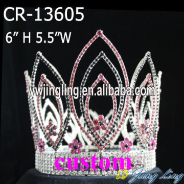 Mezcla de corona redonda completa de diamantes de imitación de plata rosada