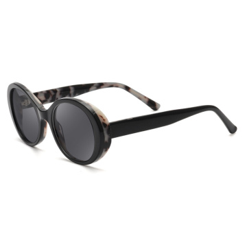 Black Round UV400 Acetate Sunglasses