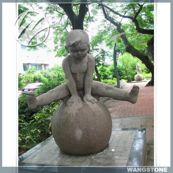 Garden Stone Nude Boy with Ball Statue