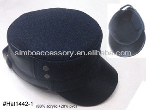 fashion autum and winter lady/men acrylic and pvc leather accessories hat cap