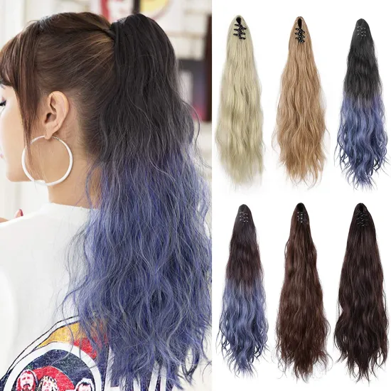 Factory Price  Hot Sale Ponytail Extension Claw Long Wavy Curly Clip in Hairpiece Hair Extension  Synthetic hair for women 2020