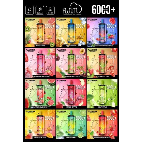 Barra de fluum recarregada 6000 Puffs Vape descartável