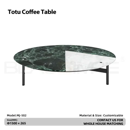 Totu Prada Green White Marble Spliced Coffee Table