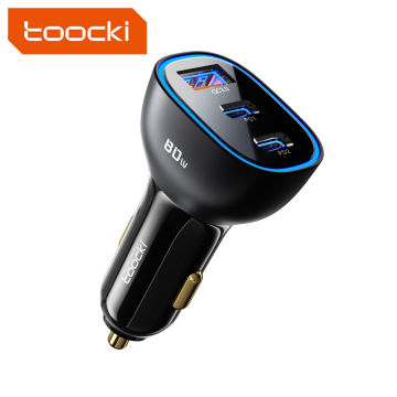 Toocki 80W Multi-Port USB Type-C Portable Fast Charging Mobile Car Charger