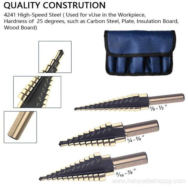 5PCS Titanium Coated Step Drill Bit