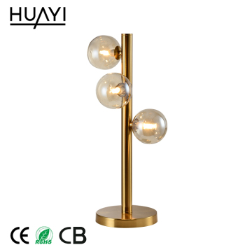HUAYI Modern Industrial Cognac Glass Golden Table Lamp for Living Room