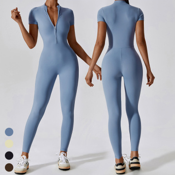 Schnelle trocken atmungsaktive Reißverschluss -Leggings für kurze Ärmel für das Training