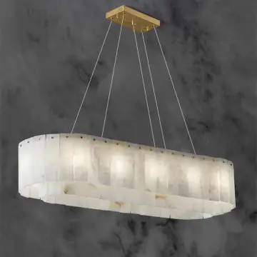 Modern Luxury Chandeliers: Brass Hanging Pendant Lights with White Marble and Copper Accents for Restaurant Home Decor