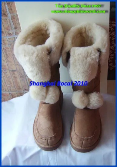 sheepskin double face classic boots pom pom decoration