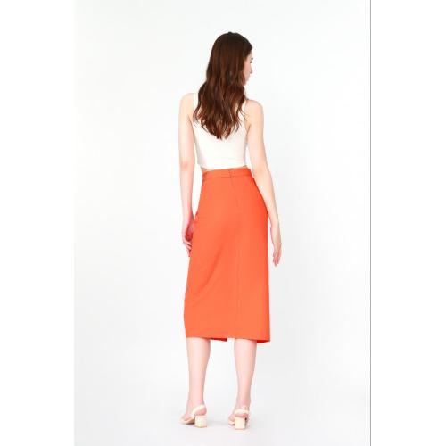 Pleated Pencil Skirt with a Side Slit