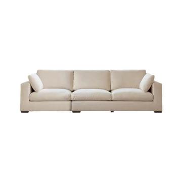 Sofa berbaring beludru set dengan kaki kayu untuk kamar tidur dan ruang tamu