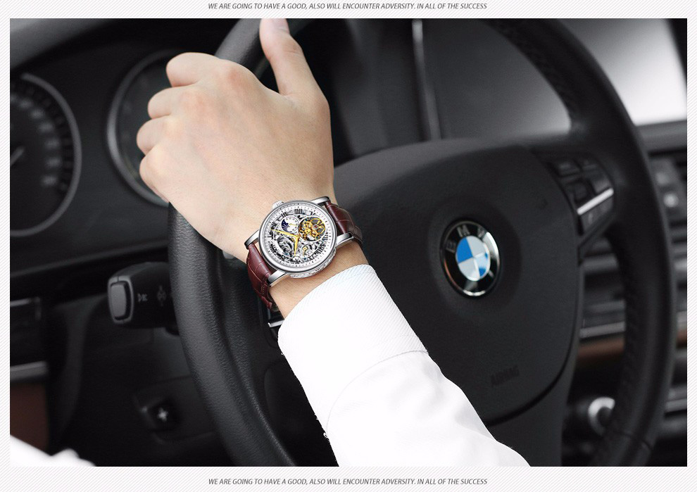 Mechanical leather watch custom with your logo Mechanical leather watch custom with your logo