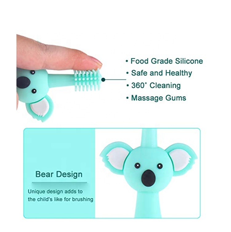 Cartoon Bear BPA Free Silicone toothbrush Baby