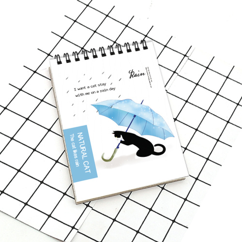 Notebook Notes Rain scene cat A5 vertical spiral coil notebook Factory