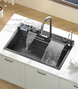Modern Smart Kitchen Sink: Waterfall Digital Display Multi-Function Stainless Steel