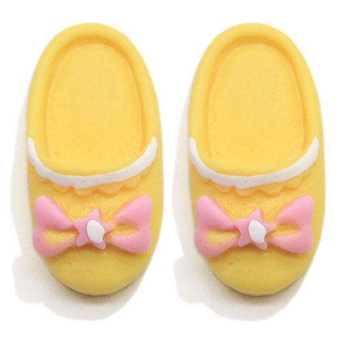 Kawaii Girls Slippers Resin Beads with Bowknot Ornament Charms Artificial Shoes DIY Craft for Scrapbook Making