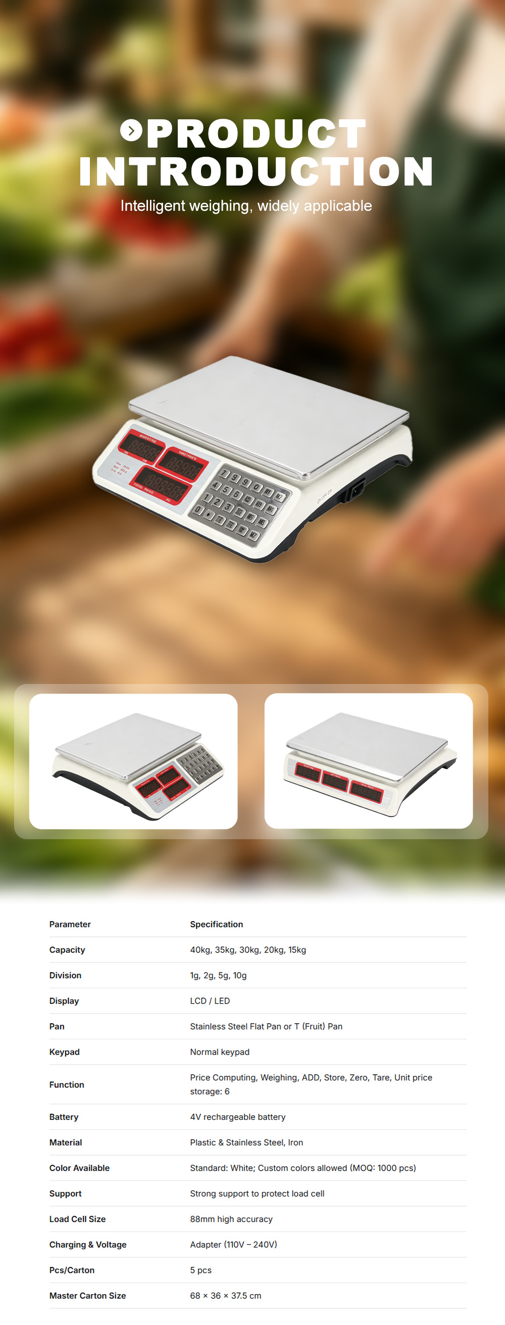 Digital Price Computing Scale With Printer X