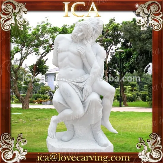 Greece famous two sitting man stone statue white marble sculpture