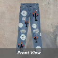 Pantalon de jean à imprimerie graphique Custom