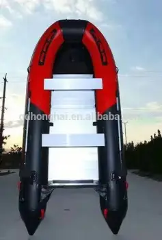 High quality CE approved aluminum floor inflatable boat 3.8m red and black fishing boat with cheap price