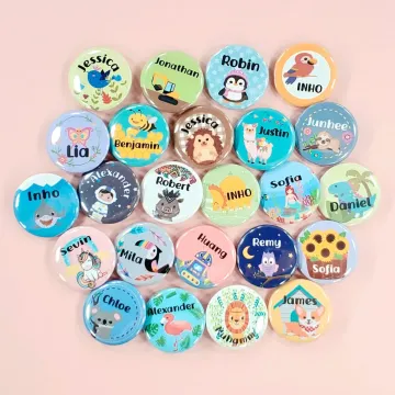 Pins del pulsante in metallo personalizzato - dimensioni da 25 mm a 75 mm