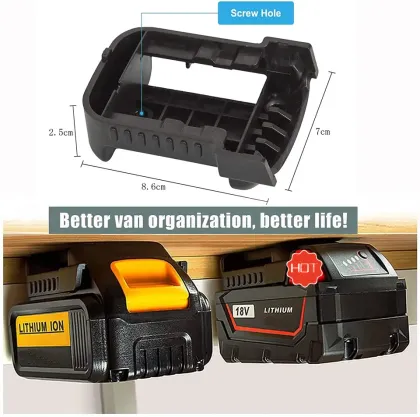 Multifunctional Battery Rack for Dewalt 18-20V and Black & Decker Batteries - Wall Mounts Holder