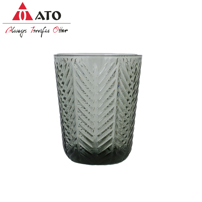 ATO Vintage Embossed Fishbone pattern wine water glass