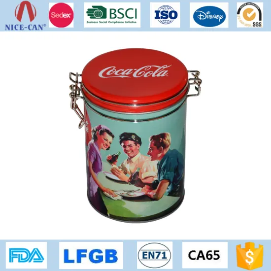 Round Empty Tin Box Food Grade Suppliers with Wire Lid